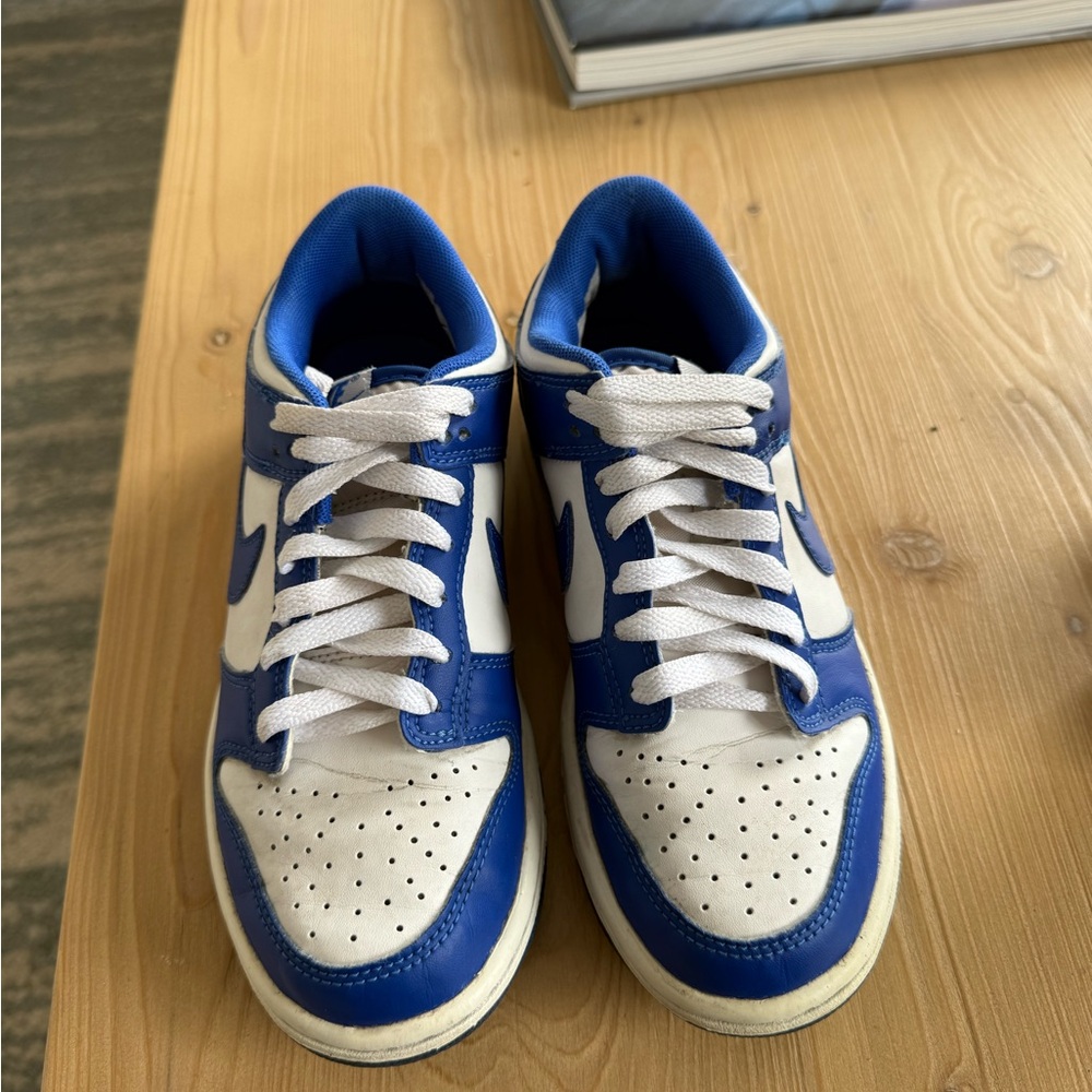 Nike White and Blue Low-Top Sneakers